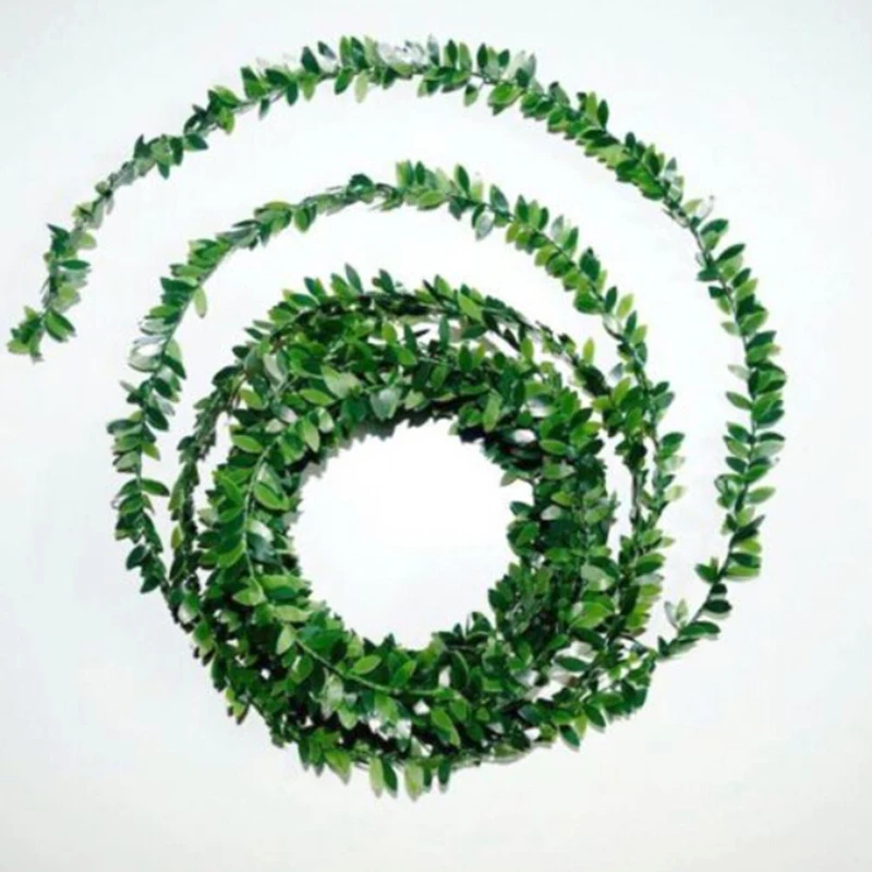 

7.5M 275inch/pcs Silk Garland Green Leaf Iron Wire Artificial Flower Vine Rattan For Wedding Car Decoration DIY Wreath Flowers
