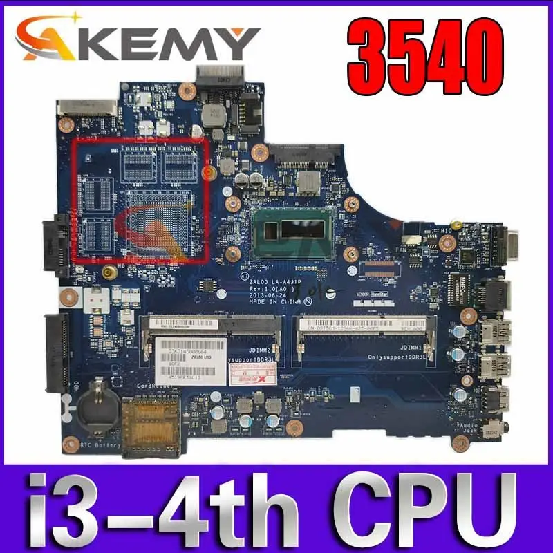 

Материнская плата Akemy для ноутбука Dell Latitude 3540 с процессором i3-4th CN-08P1RY 8P1RY ZAL00 LA-A491P 100% протестирована