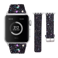 2021 leather band for apple watch 38mm 40mm women bling diamond 42mm 44mm genuine shiny glitter strap iwatch series 6 5 4 3 2 1