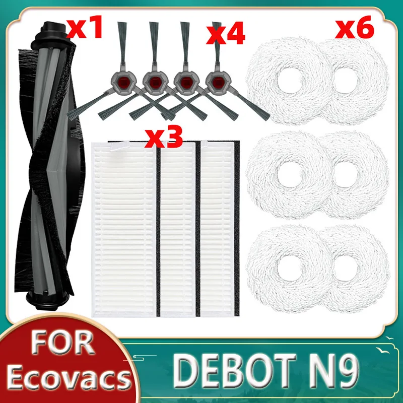 

For Ecovacs DEBOT N9 + Plus Self Cleaning Robot Vacuum Cleaner Accessories Parts Hepa Filter Main Side Brush Pad Mop Cloths