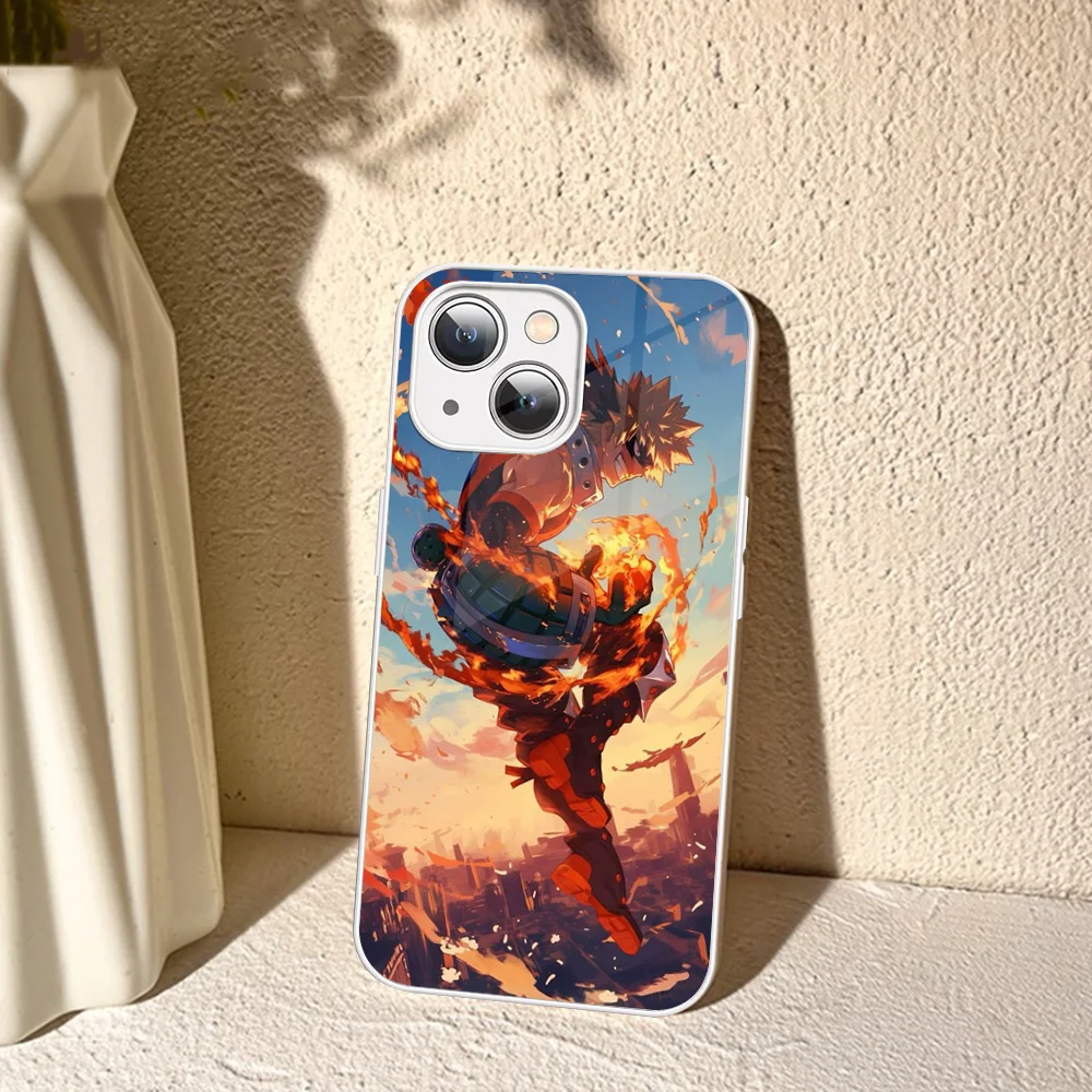 Cartoon B-Bakugo K-Katsuki Phone Case For IPhone 14 13 12 Mini 11 Pro XS Max X XR Plus Tempered Glass Cover