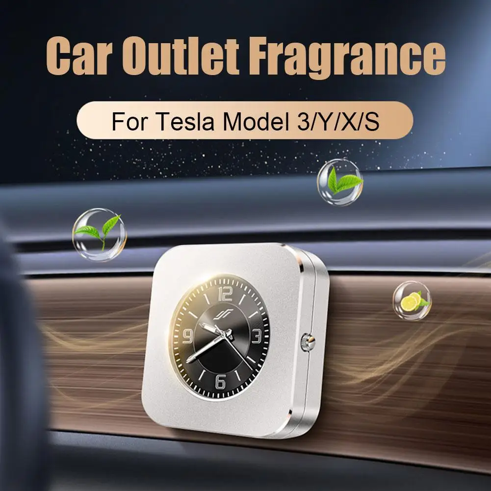 

Автомобильный освежитель воздуха с часами, Ароматический диффузор для Tesla Model 3 Y, аксессуары для автомобильного интерьера, 2 цвета D1L1