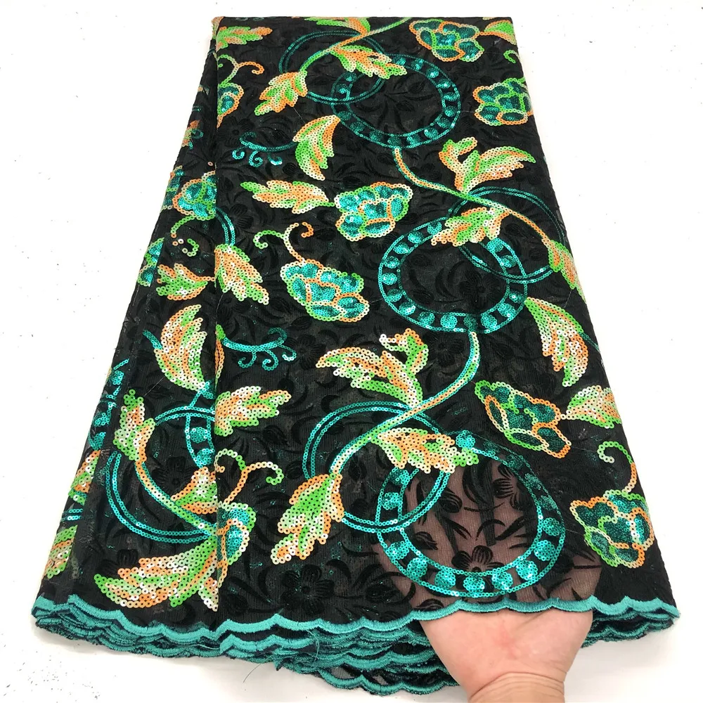 

Флокированная кожа бархатная ткань вышитые блестки французское кружево с классическим тюлем Африканское платье для событий F3654