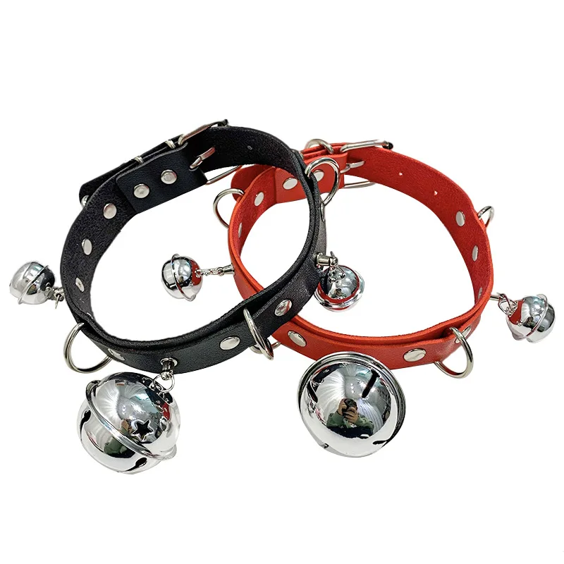 

Punk PU Leather Necklace Small Bell Choker Necklace For Men Torques Women Gothic Club Jewelry Party Gift