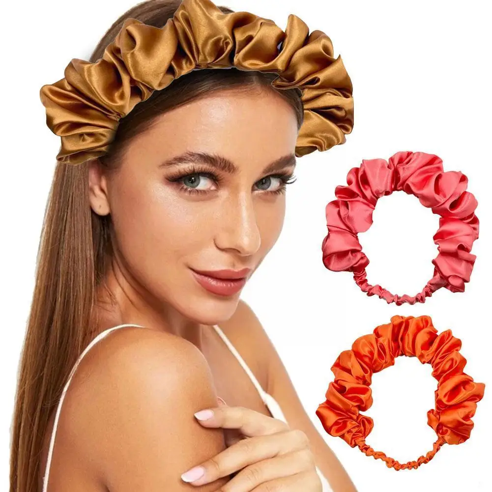 

Wide-brimmed Pleated Headband Hair Accessories Satin Ruched Soft Color Headband Color Hairbands Solid Head Pure Hoop Pleate Z6F0