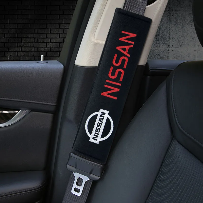 

2pcs Car Styling Safety Belt Shoulder Cover Car Emblem Accessories for Nissan Qashqai J10 J11 X Trail Tiida Teana Skyline Juke