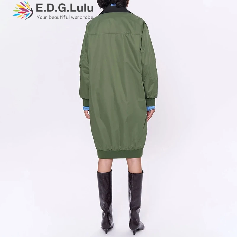 EDGLuLu элегантные женские двубортные пальто 2024 модное офисное женское черное