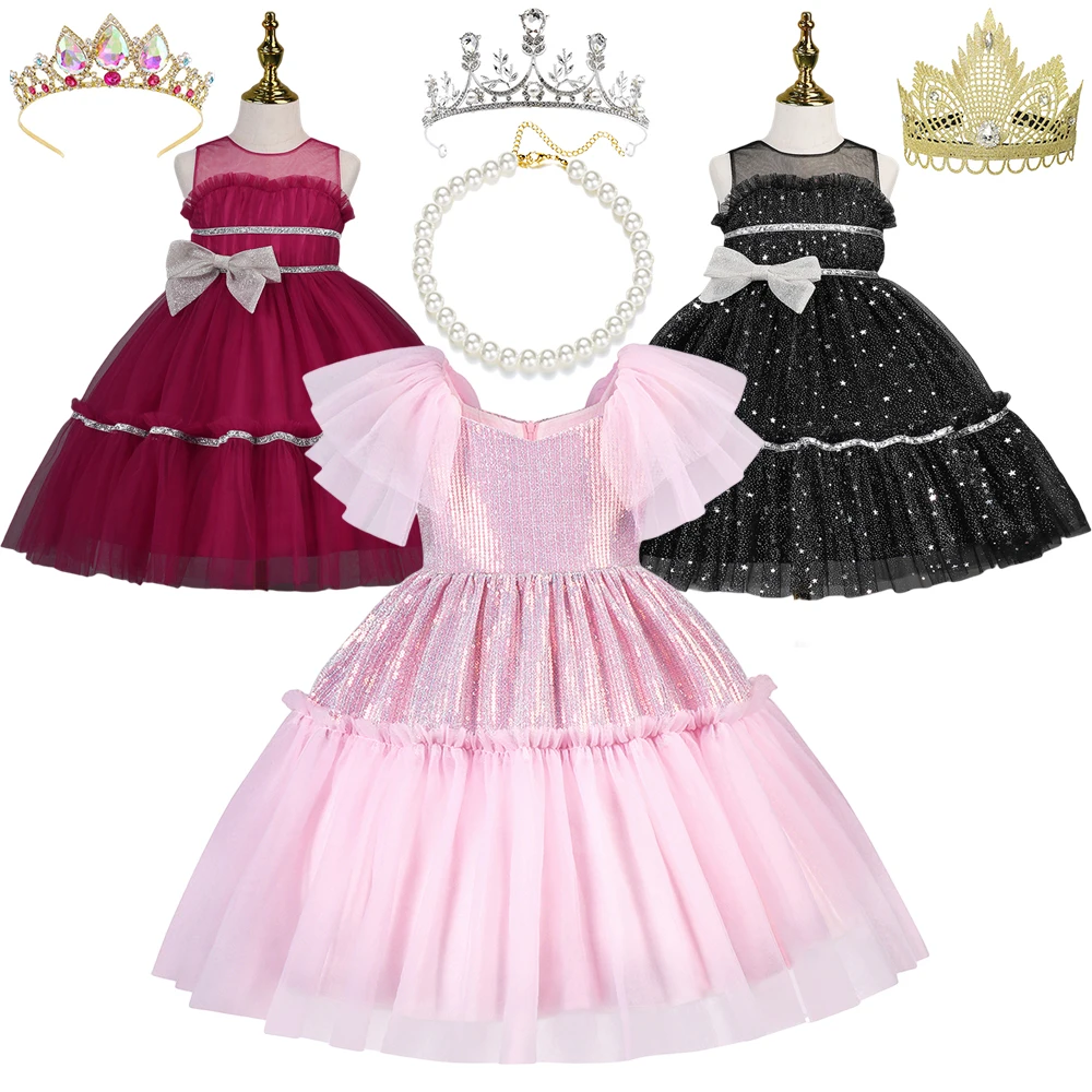 

Princess Girls Party Dress Toddler Baby Kids Big Flower Baptism Dresses Carnival Birthday Party Wedding Clothes Tutu Fluffy Gown