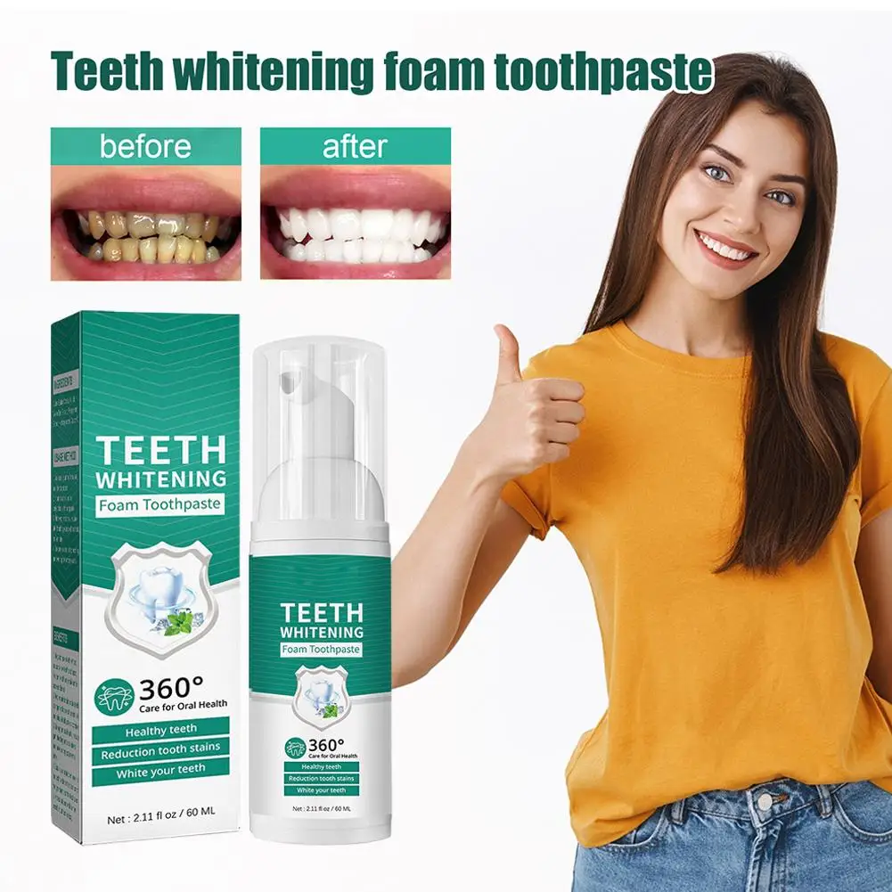 

Whitening and Toothcleaning Mousse Toothpaste Foam Refreshing Breathing Deep Cleaning Remove yellow stains and care for tee K1T1