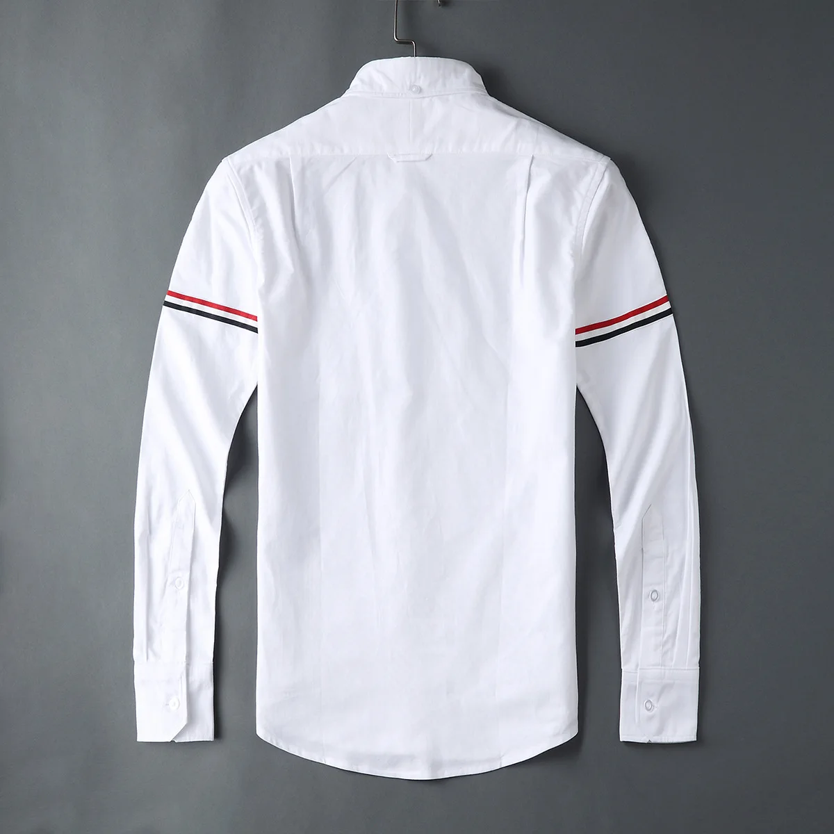 TB Shirts Men New Turn Down Collar Oxford Shirts Men Slim Long Sleeve Casual Shirt Shoulder Ribbon Solid Men's Clothing