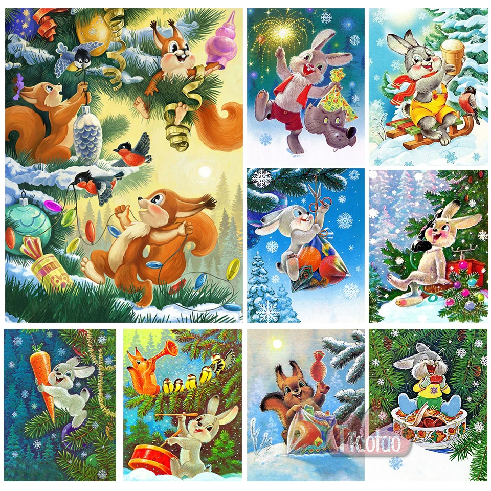 

Алмазная живопись «сделай сам» из мультфильма «БелКА», кролик, животное, картина 5D, натуральный Снежный пейзаж, квадратная, круглая, бриллиа...