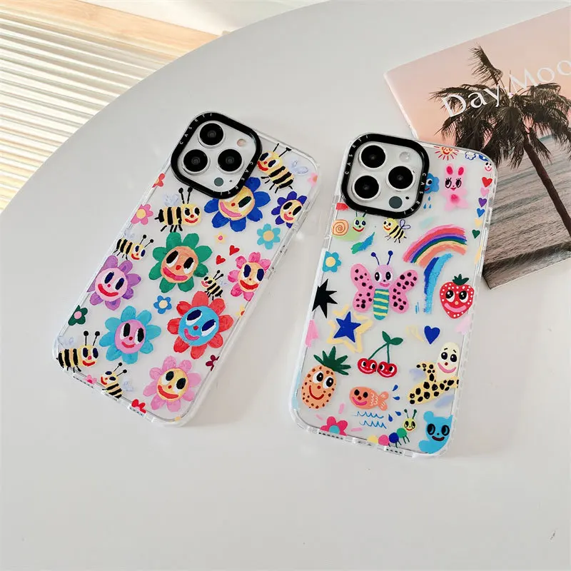 

Cartoon Honeybee Flower Transparent Phone Case Cover for IPhone 11 12 13 14 Pro Max Case for IPhone 14 Pro Max