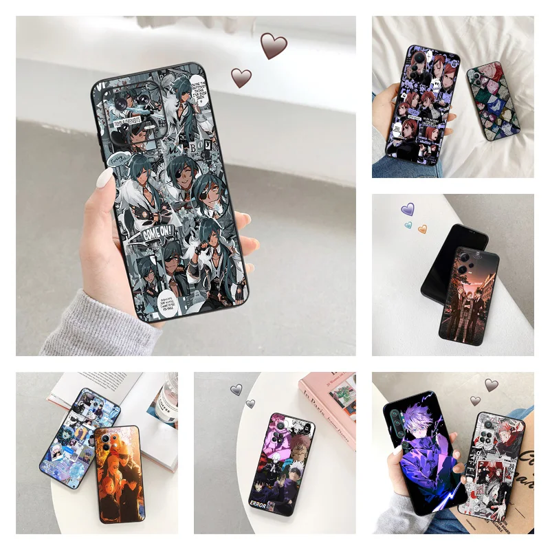 

Silicone Black Phone Cases for Redmi Note 12 Pro 11 SE 11S A1 Plus 10C Prime 11E 11T 10 Lite 10S Anime Jujutsu Kaisen Cover