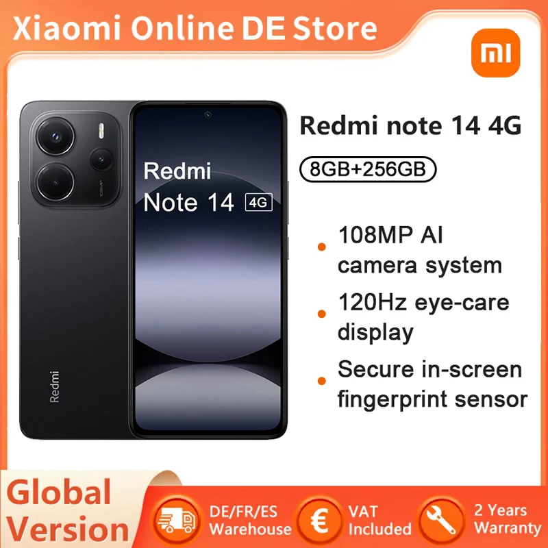 Global Version Redmi Note 14 4G MediaTek Helio G99-Ultra NFC 108MP Camera 6.67 ''AMOLED Screen 5500mAh Battery