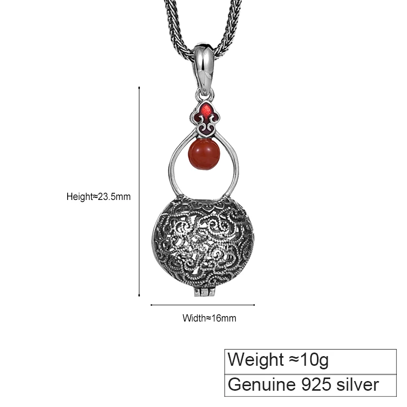 ZABRA из серебра 925 пробы выдолбленный кулон-саше для женщин портативное