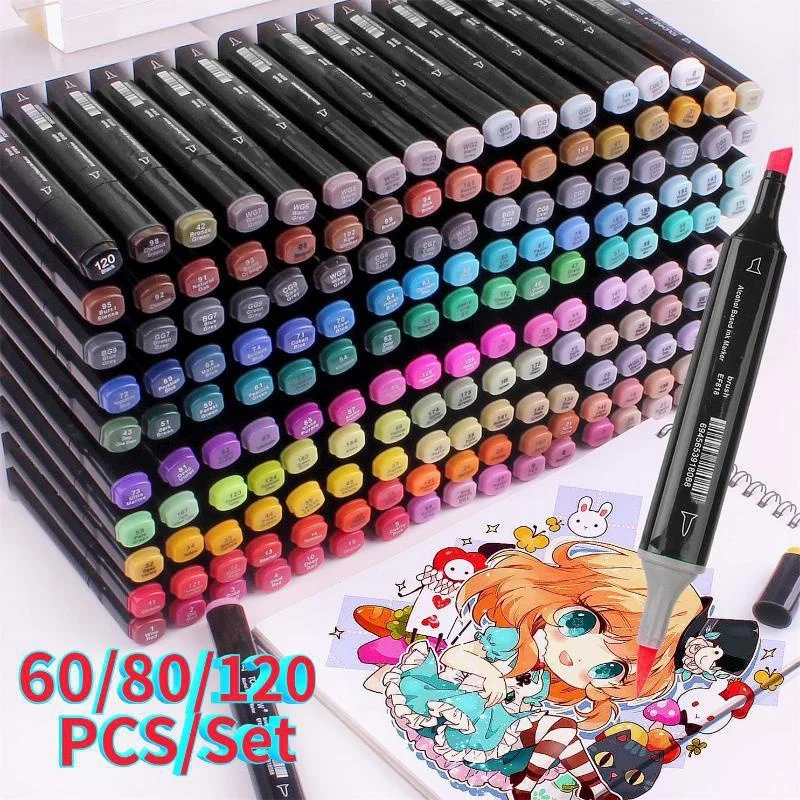 Brush Pen Sketch Alcohol Based Markers Dual Head Manga Drawing Pens Art Supplies