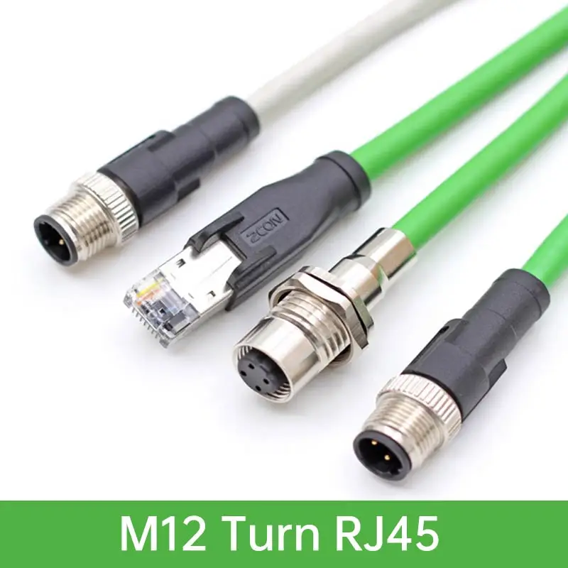 

M12 4Pin D Code to RJ45 Connector Cable Male Female Wire Connector Profinet Cord Cat Ethernet Line for Router Switch Servo Motor