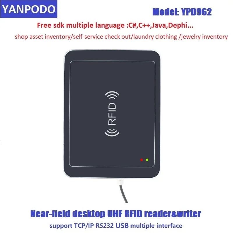 Настольный высокопроизводительный считыватель записей Yanpodo UHF RFID 10-100 см |