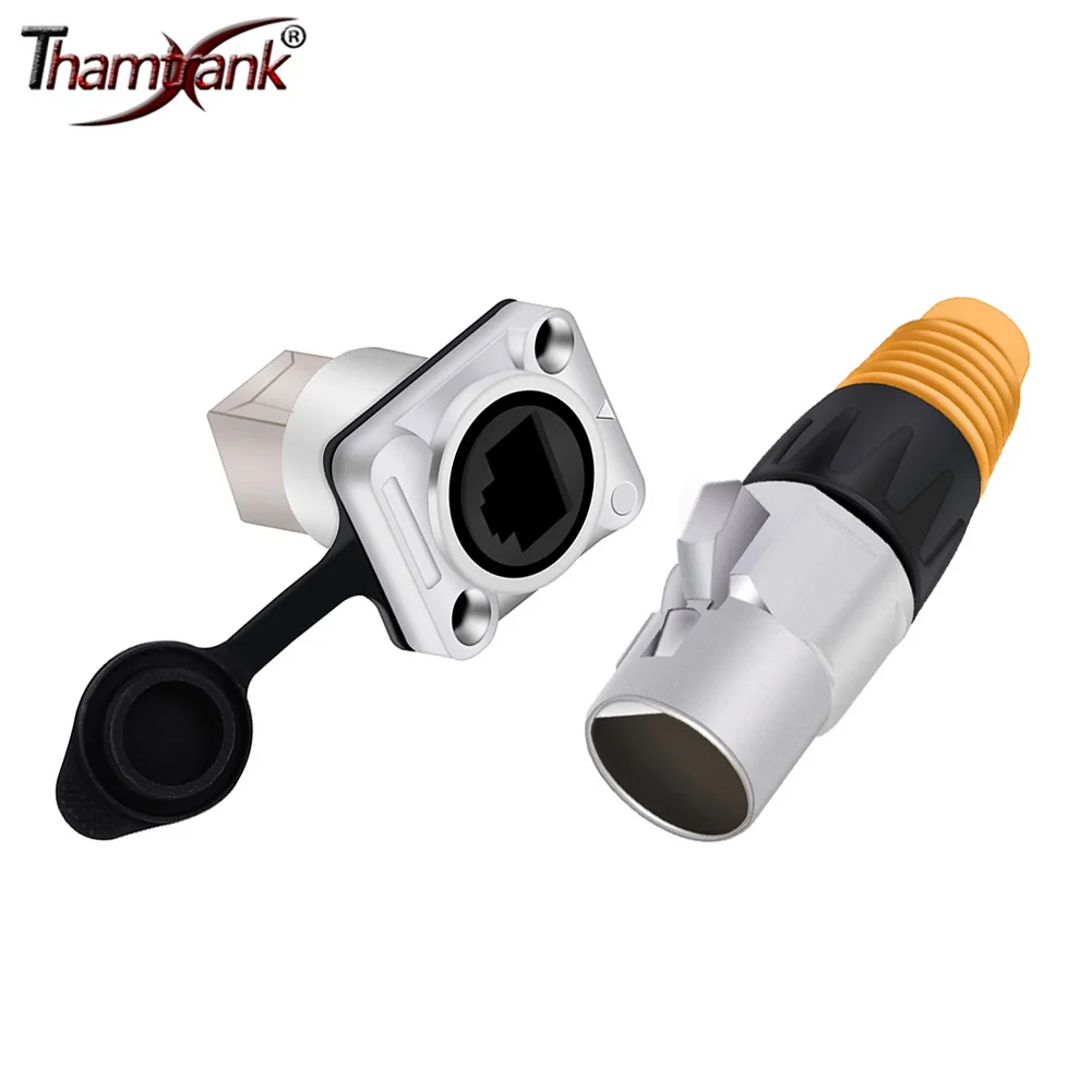 1шт Водонепроницаемый экран RJ45 Штекер розетка Крепление на панели шасси Сетевые разъемы Металлический корпус