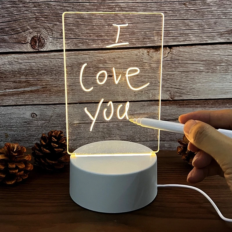 Creative Led Night Light USB Message Board Holiday Light With Pen Gift For Children Girlfriend Decoration Night Lamp