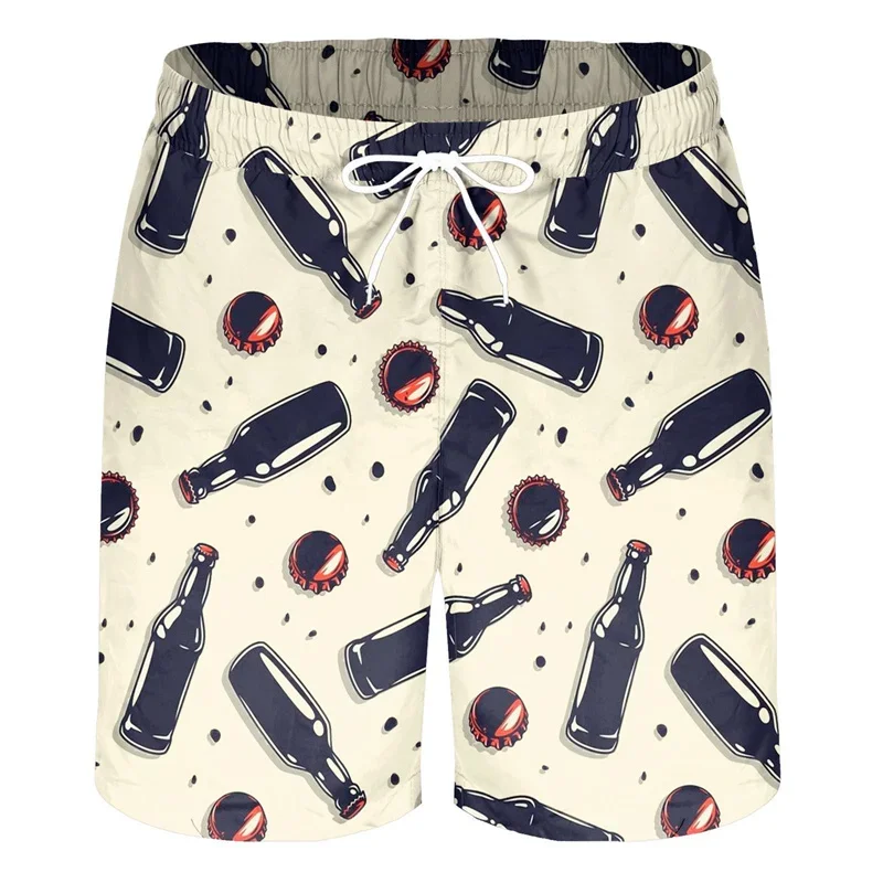 Шорты мужские пляжные быстросохнущие смешные с 3D-принтом пива для серфинга
