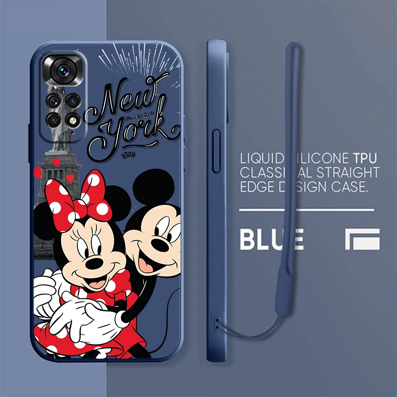

Mickey and Minnie in London Phone Case For Xiaomi Redmi Note 11 11T 10 10S 9 9S 9T 8 8T 7 5 Pro Plus Liquid Rope Candy Cover