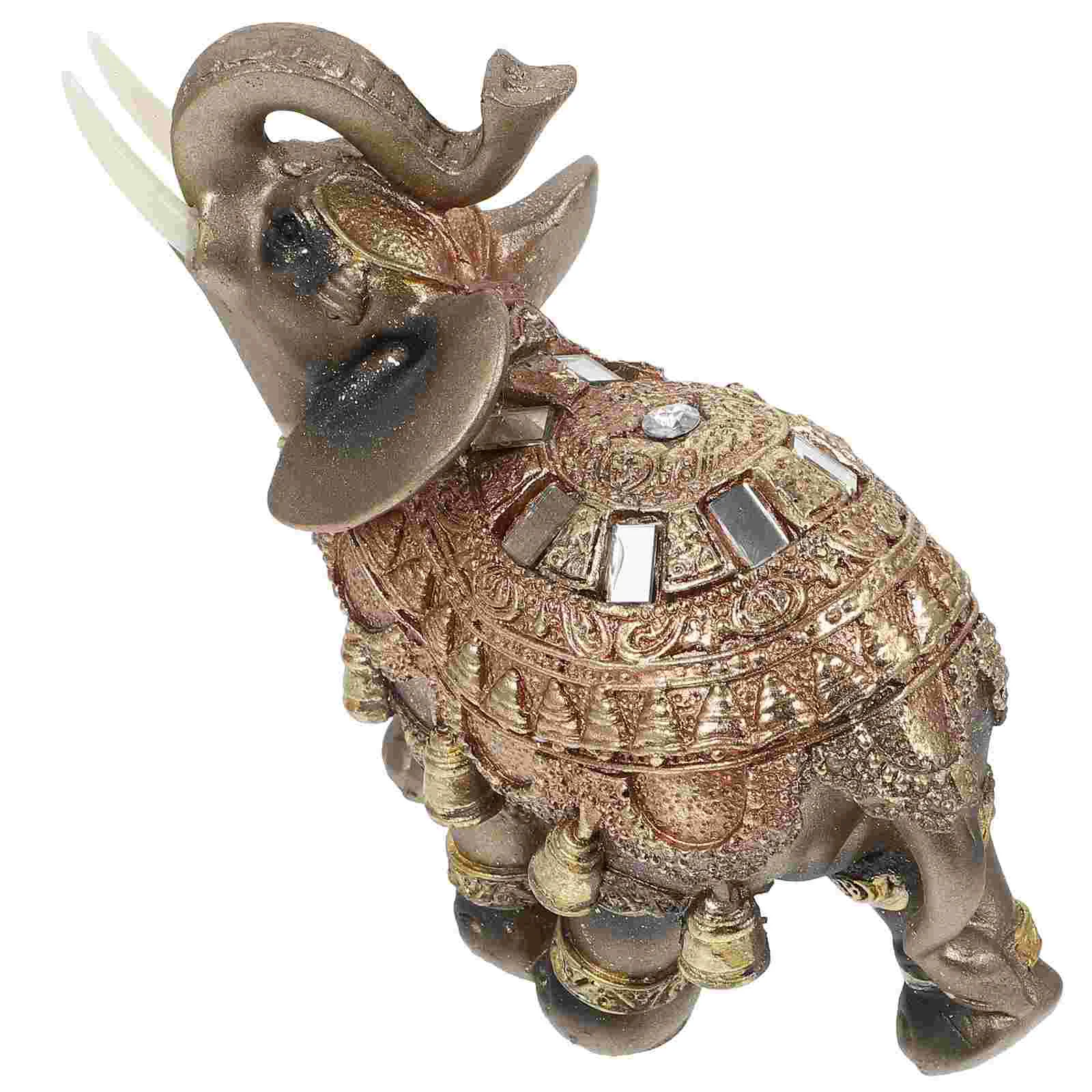 

Elephant Figurines Resin Statue Decoration Desktop Decor Feng Ornament Shuiforchic Miniatures Cabinet Figure Lucky Golden