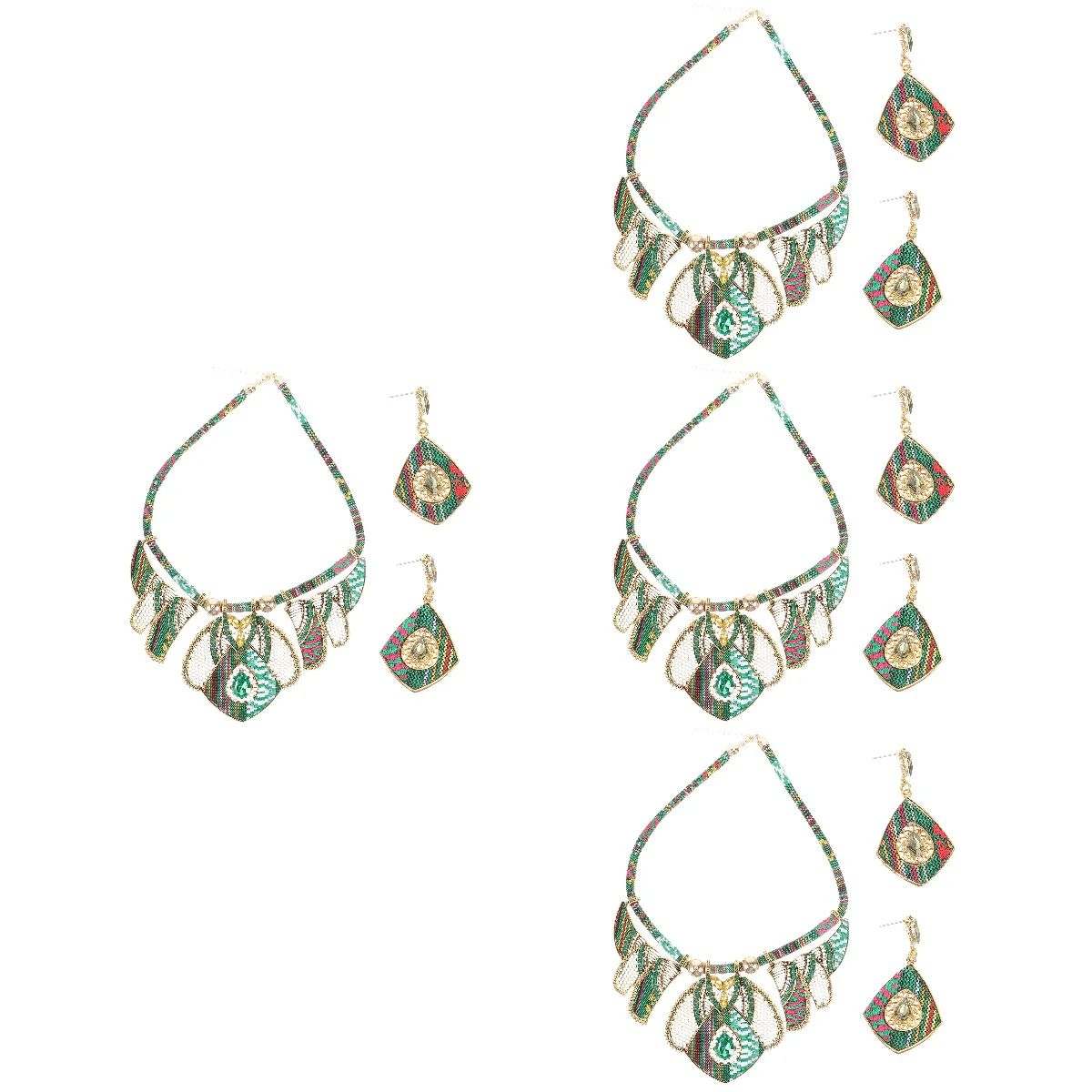 

4 Sets Bohemian Jewelry Set Vintage Dangle Earrings Pendant Necklace for Women Ladies