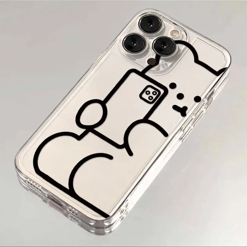 Чехол для телефона с милым мультяшным медведем iphone 15 plus 14 pro max 13 11 12 задняя крышка