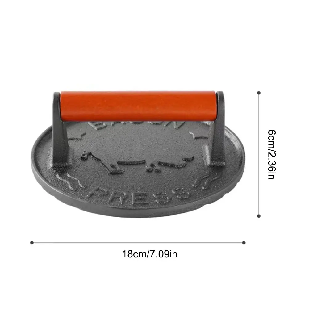 Чугунный пресс для гамбургеров круглая ручка с деревянной ручкой 7 09 дюйма защита