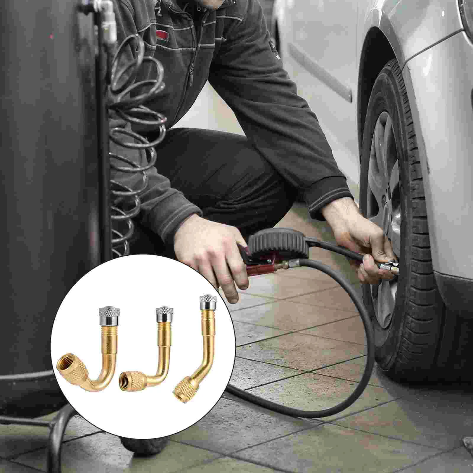 

3 Pcs Universal Adapter Valve Extension Stems American Style Tyre Copper Tire Extenders