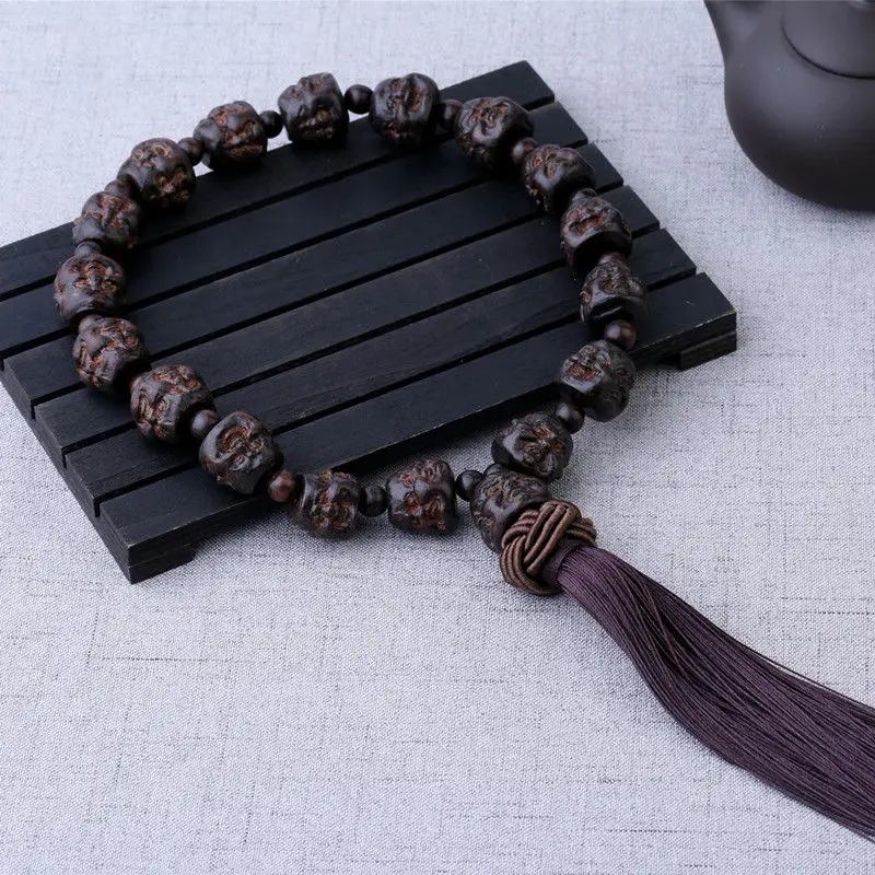 Agarwood Carving the Eighteen Disciples of the Buddha Beads Car Interior Decoration Pendant Safe Car Supplies Gift