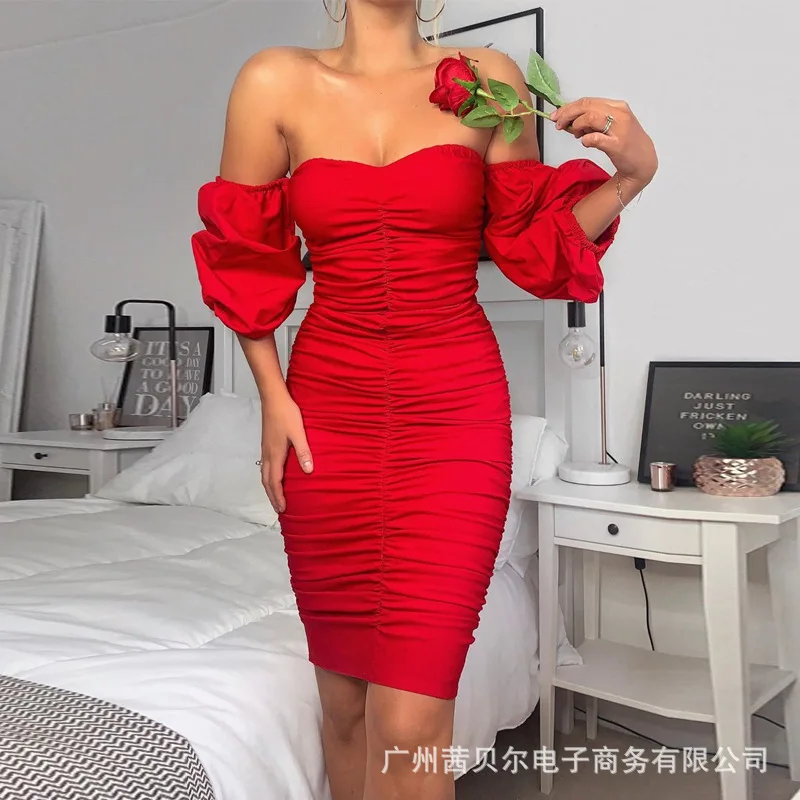 

2022 summer dress new red pleated dress