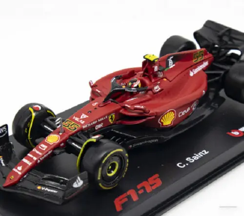 

BBURAGO, 1:43, подпись, 75TH FERRARI F1 F1-75 #55, Карлос Sainz, модель автомобиля в коробке