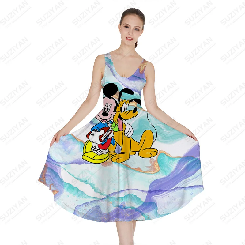 

Femme Robe Round Neck A-Line Summer Casual Sleeveless Casual Beach Sundress Clothing Robe Female Tunic Beach Dress Summer Boho