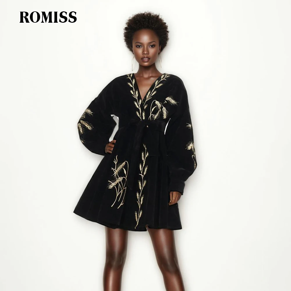 Платье женское винтажное составного кроя с V-образным вырезом и длинным рукавом