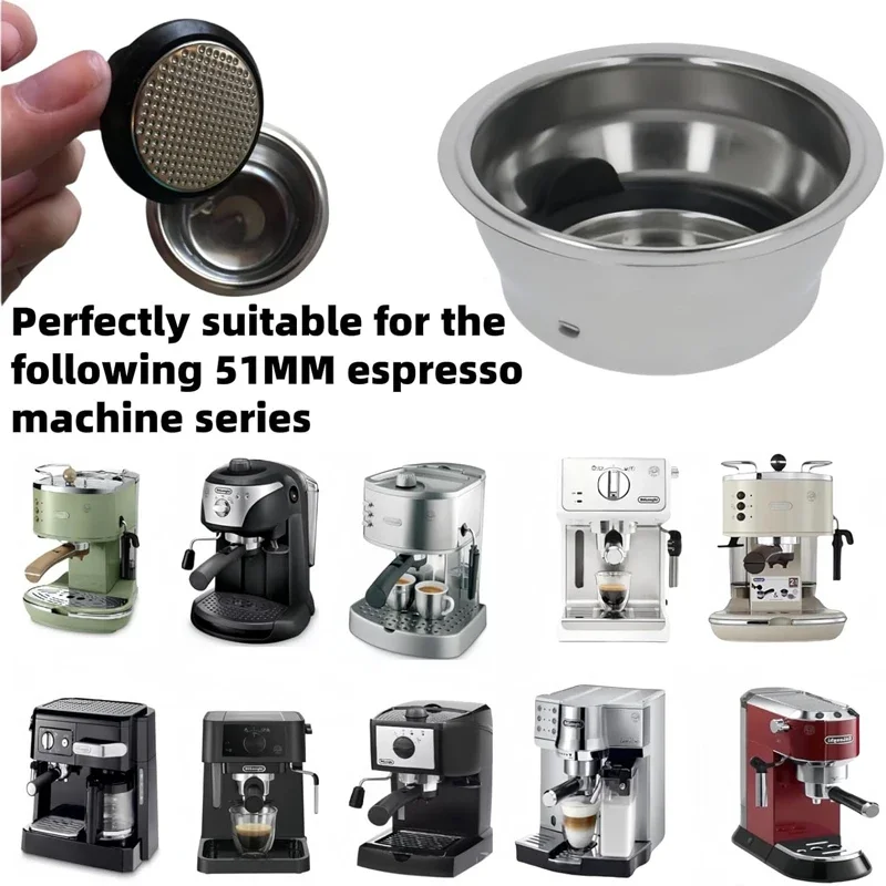 Фото Двустенная корзина-фильтр для кофе Delonghi 51 мм с давлением для кофемашин DeLonghi EC680/EC685/ECP31.21/EC331 №3