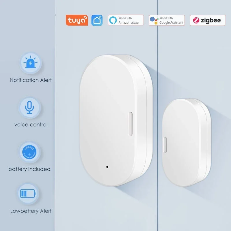 

Tuya Smart Zigbee Window Door Sensor Detector Alarm Smart Life APP remote monitor Home Security Support Alexa Google assistant