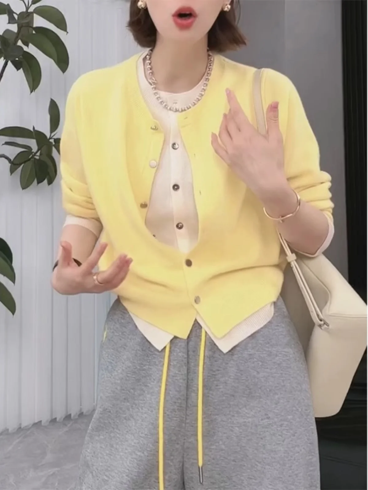 Контрастный цвет в стиле пэчворк искусственный вязаный женский осенний желтый