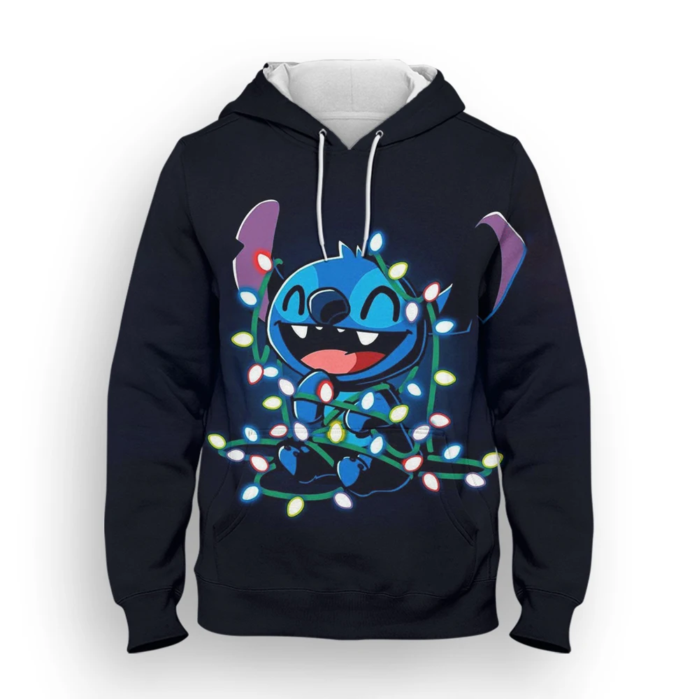 

Толстовка мужская с мультяшным рисунком Лило Стич, модная уличная одежда с капюшоном с 3D принтом Диснея, весна-осень