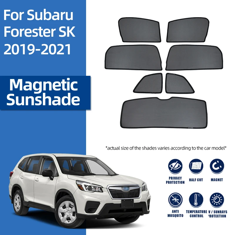 For Subaru Forester SK 2018-2022 Magnetic Car Sunshade Shield Front Windshield Frame Curtain Rear Side Window Sun Shade Visor