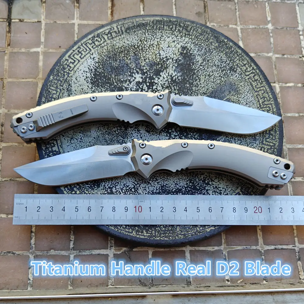 Фото Складной нож Mai's Real D2 Blade Amphibia RamL Руководство TC4 Титановая ручка Керамический карманный подшипник Кемпинг Охота Открытый EDC Инструмент №1