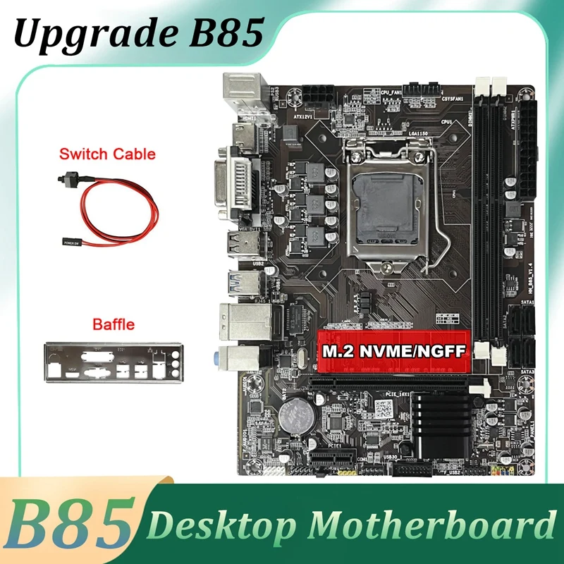 

B85 материнская плата для настольного компьютера + перегородка + кабель переключателя LGA1150 DDR3 M.2 NVME DVI VGA HD для 4-го I7 I5 I3 1150 ЦП HNB85