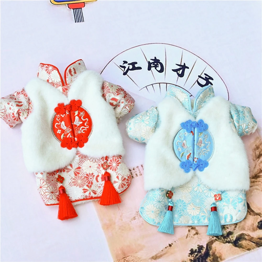 

Зимняя одежда для домашних животных, одежда для китайского Нового года, костюм для собаки, пальто, флисовый костюм для собаки Тан, костюм для...