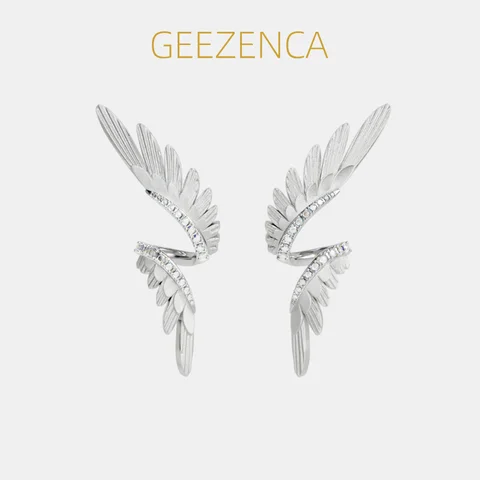 Серьги-гвоздики GEEZENCA из серебра 925 с цирконом