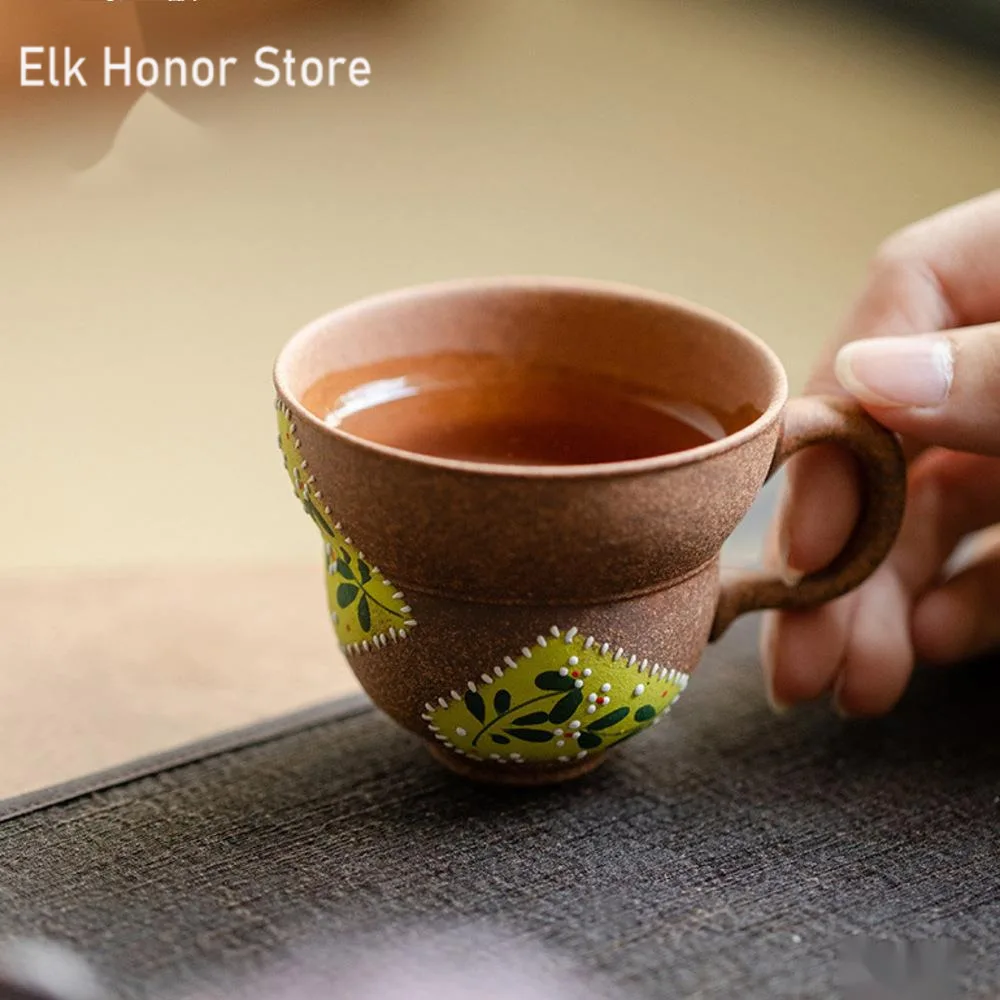 Чашка керамическая в стиле ретро старинная грязевая кружка ручная роспись для