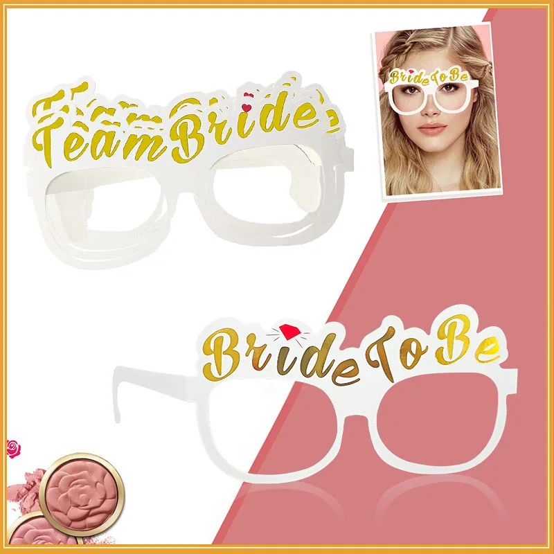 

5pcs Wedding Decor White Team Bride Paper Glasses Bride To Be Decor Accessories Hen Party Wedding Bridal Take Photo Props