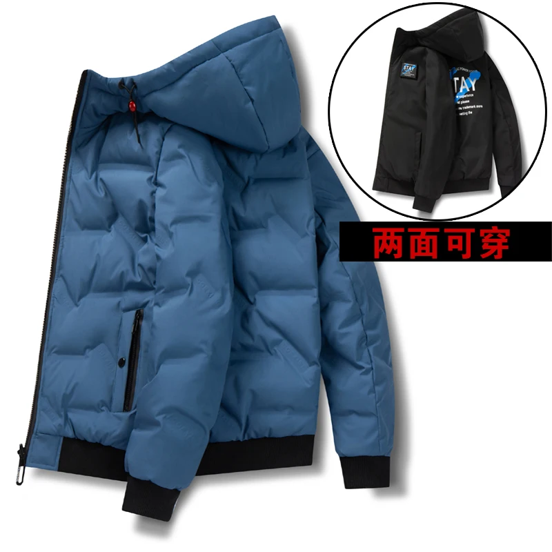 Winter mens down jacket two sides gloosy black and red color wear 90% white duck down down jacket casual fashion high quality