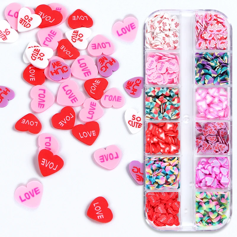 

Love Hearts Polymer Clay Slices Valentines Day Resin Shaker Filler Slime Filling DIY Soft Clay Flakes Epoxy Resin Accessories