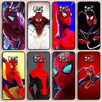 cartoon character spiderman phone case for xiaomi poco f1 x2 f2 x3 c3 m3 f3 x4 m4 f4 pro 5g 4g nfc gt black luxury silicone back